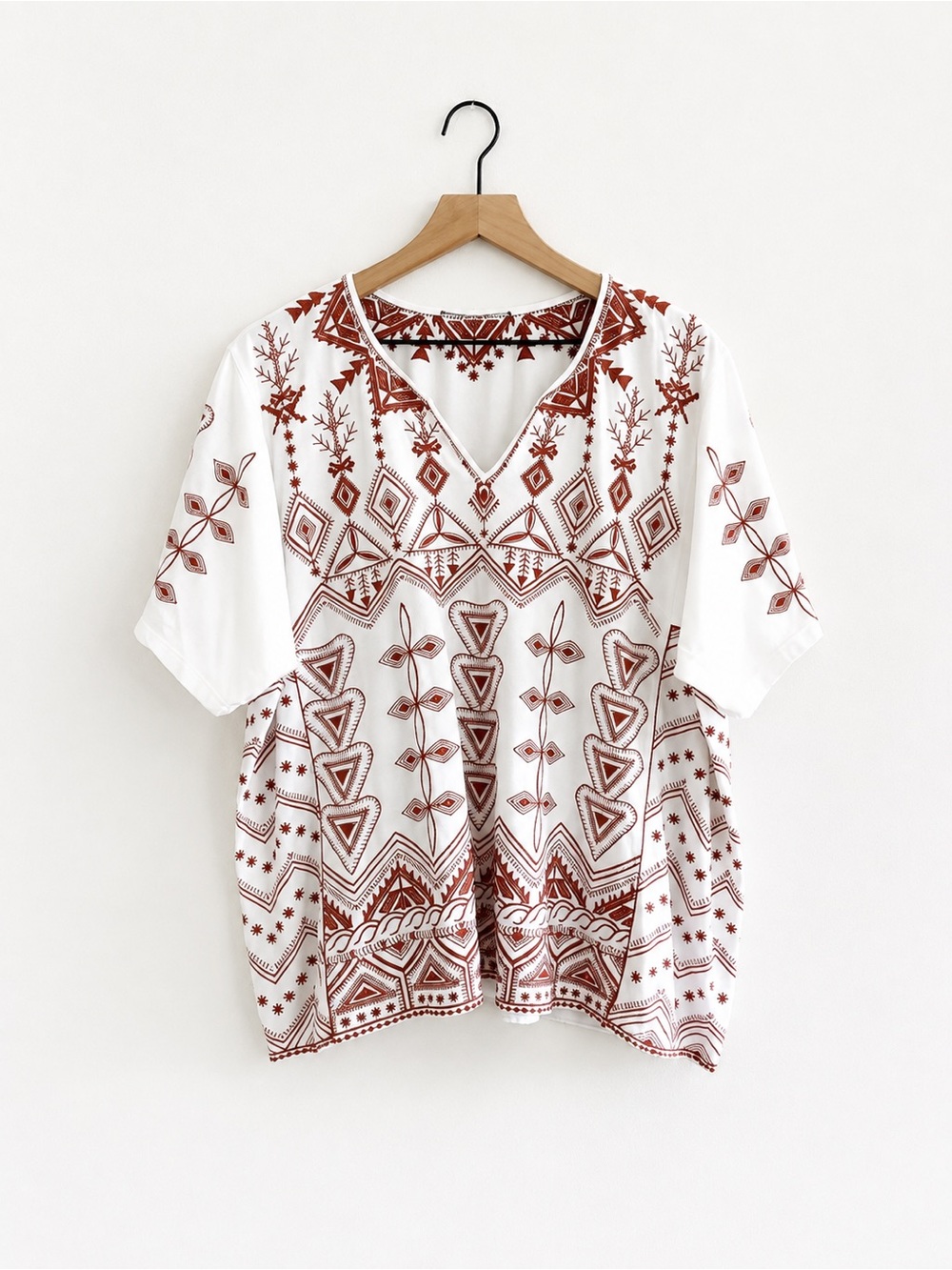 Johnny Was Eyal Knit Boxy Tee Embroidered Cotton Top Estimated XL